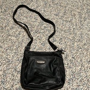 Black leather strada crossbody bag